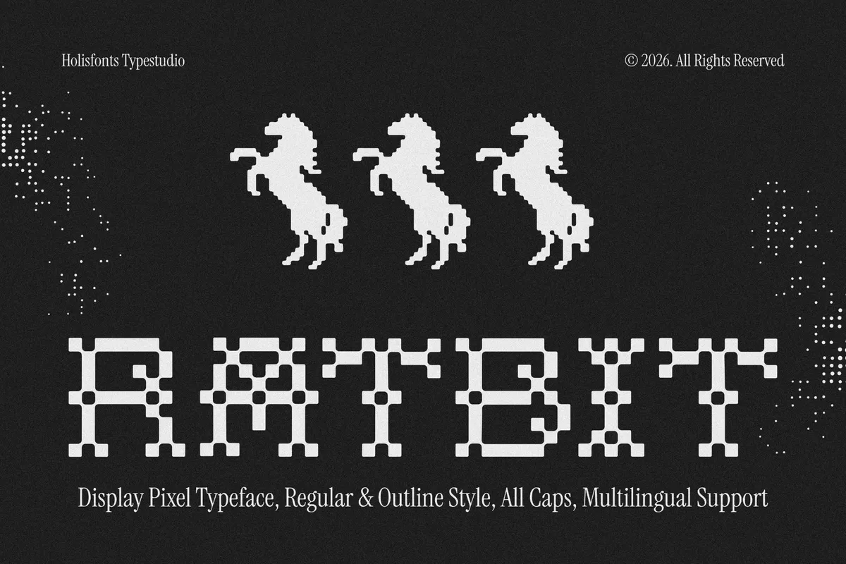 Ratbit - Pixel Display Font with Outline Style