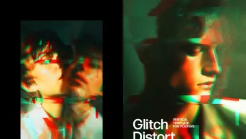 Broken Glitch Poster Photo Effect