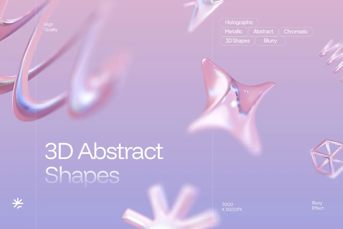 Blurry Holographic 3D Abstract Shapes