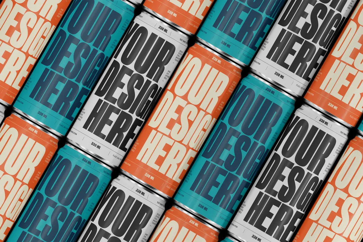 Diagonal Pattern 330ml Can Mockup