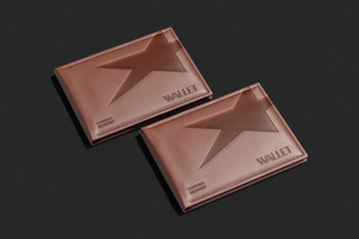 Embossed Leather Wallet Mockup