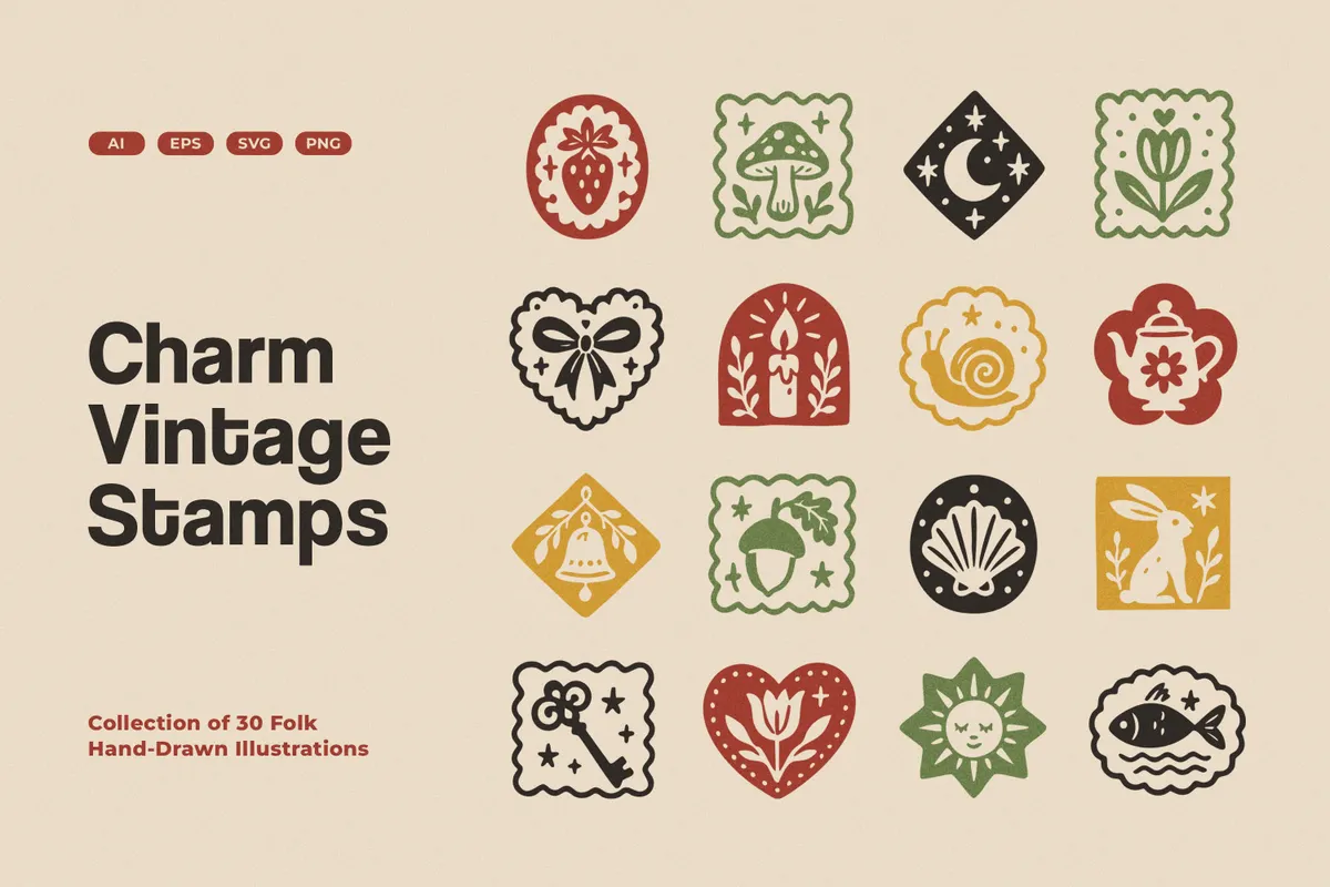 Charm Vintage Stamps