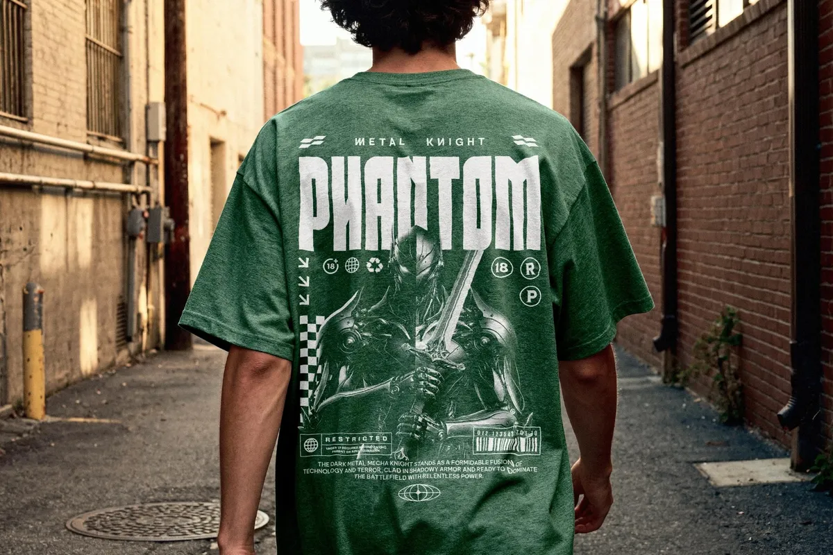 Streetwear T-Shirt Mockup Back View