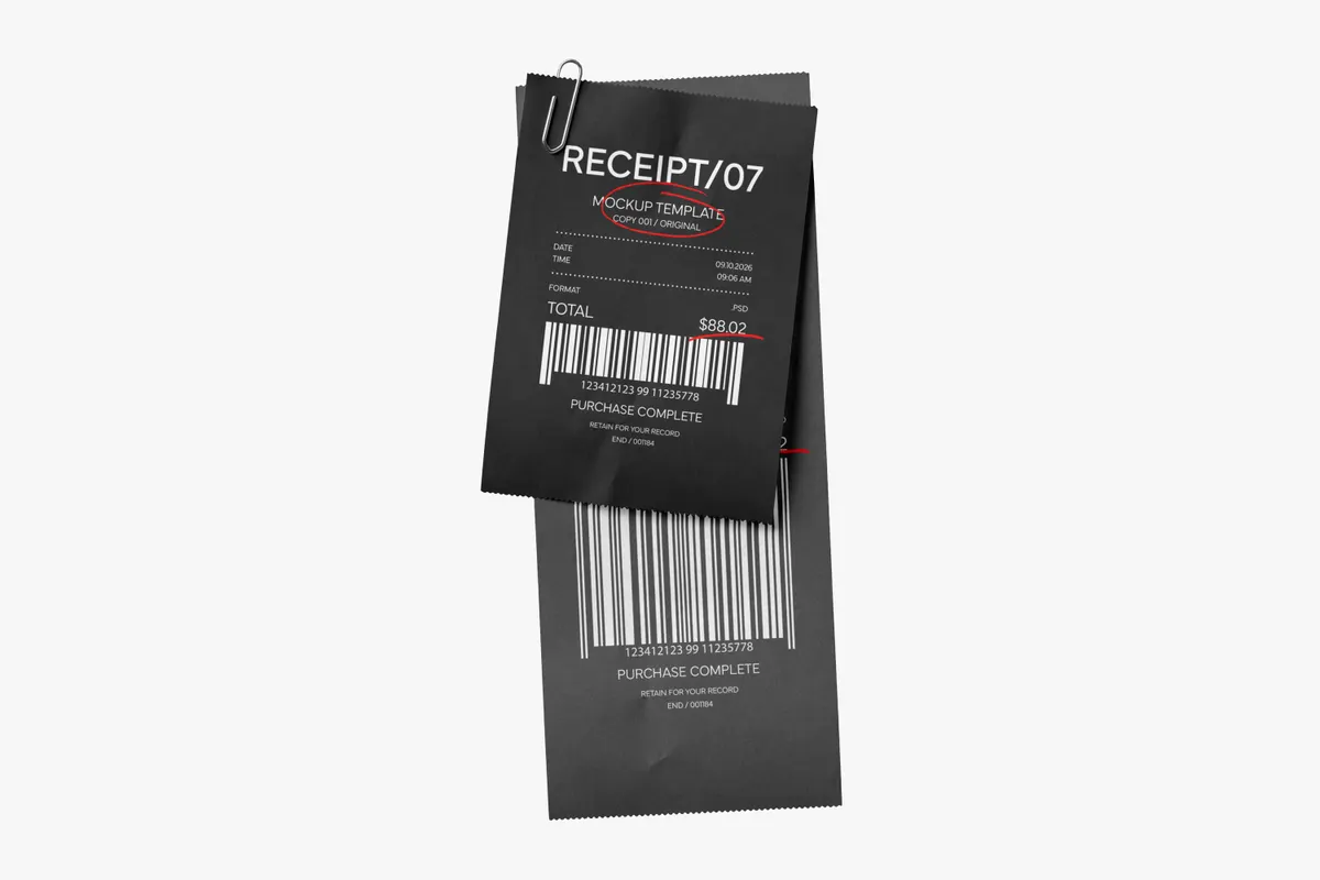 12-in-1 Receipt Mockups Bundle