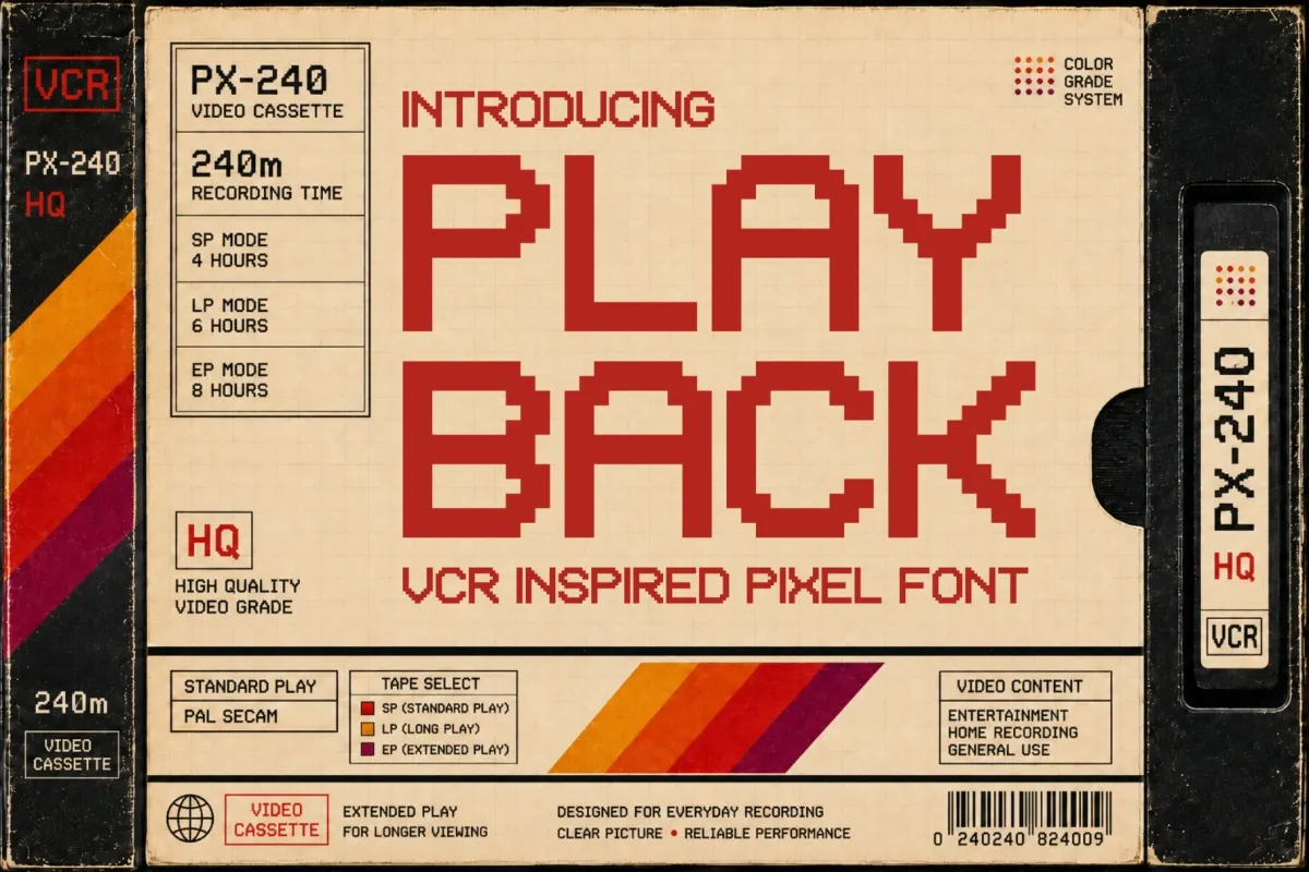 Playback - VCR Pixel Font