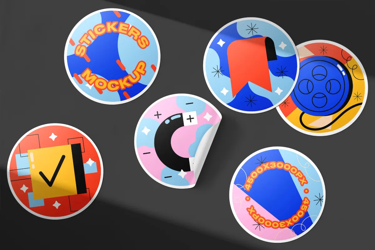 Circular Stickers Mockup