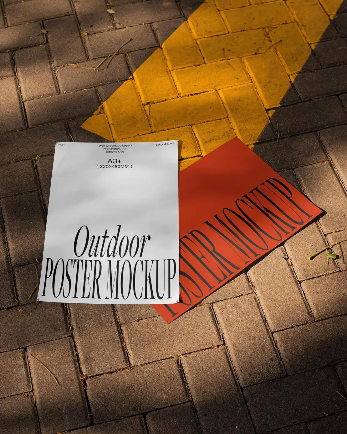 Brick Pavement A3 Poster Mockup
