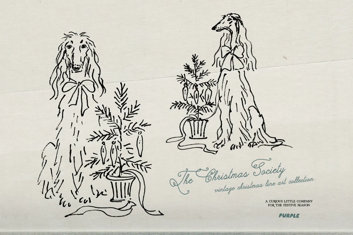 The Christmas Society. Vintage Christmas Line Art