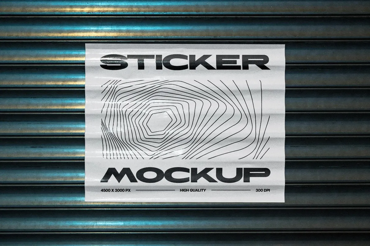Corrugated Roller Shutter Sticker Mockup