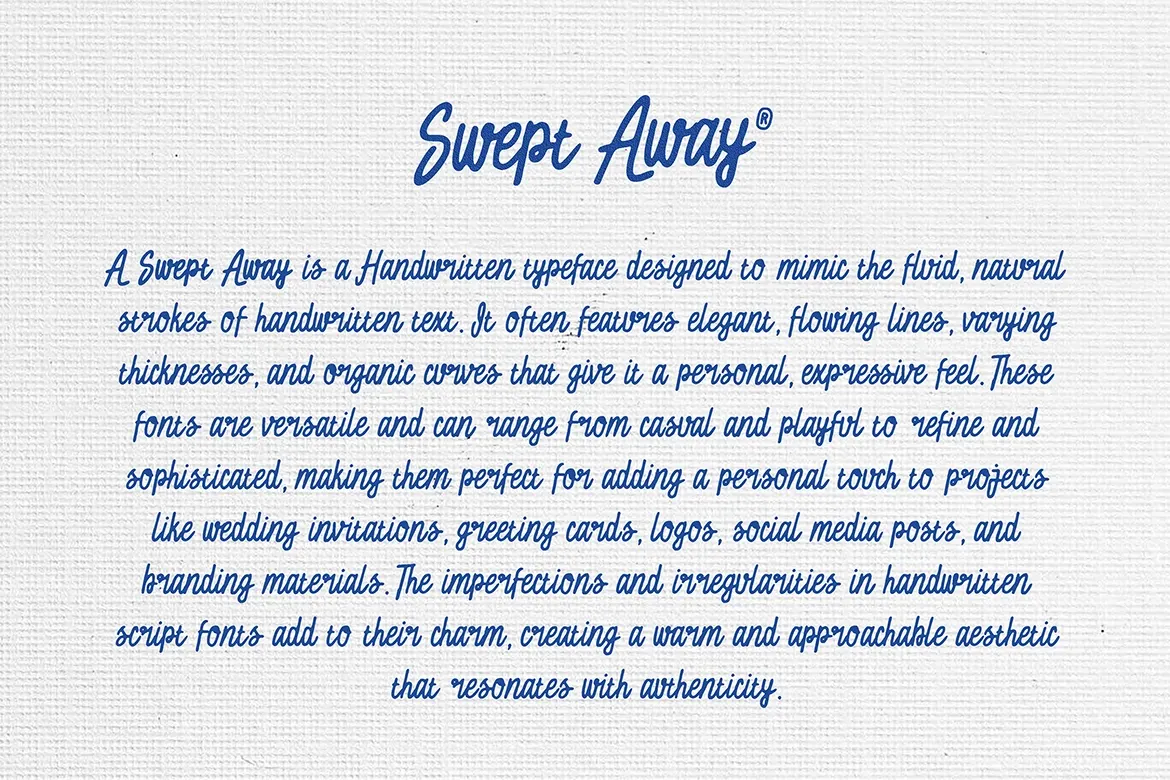 Swept Away - Handwritten Script Font