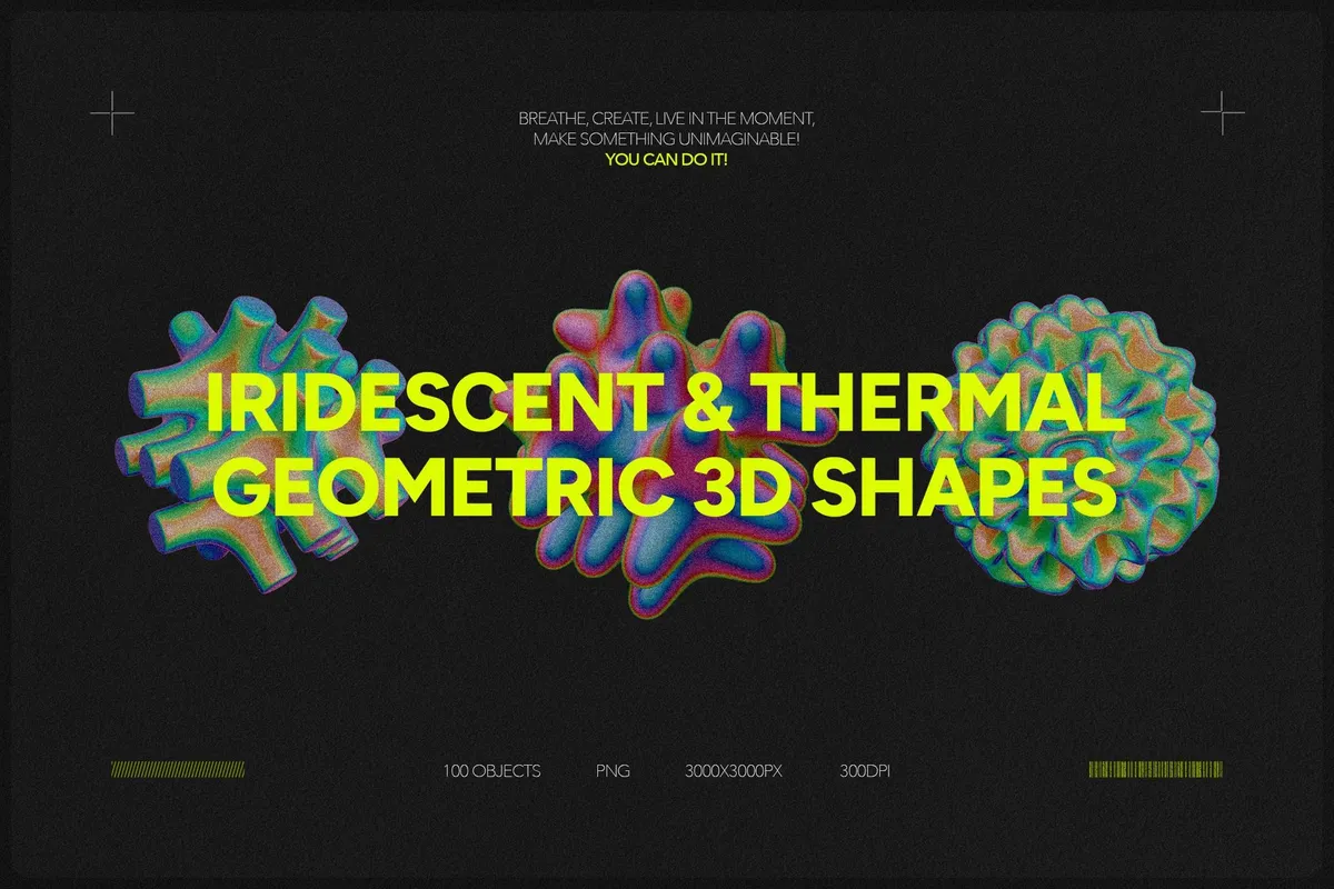 Iridescent & Thermal Geometric 3D Shapes