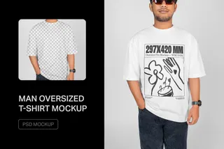 Man Oversized T-Shirt Mockup — Front View