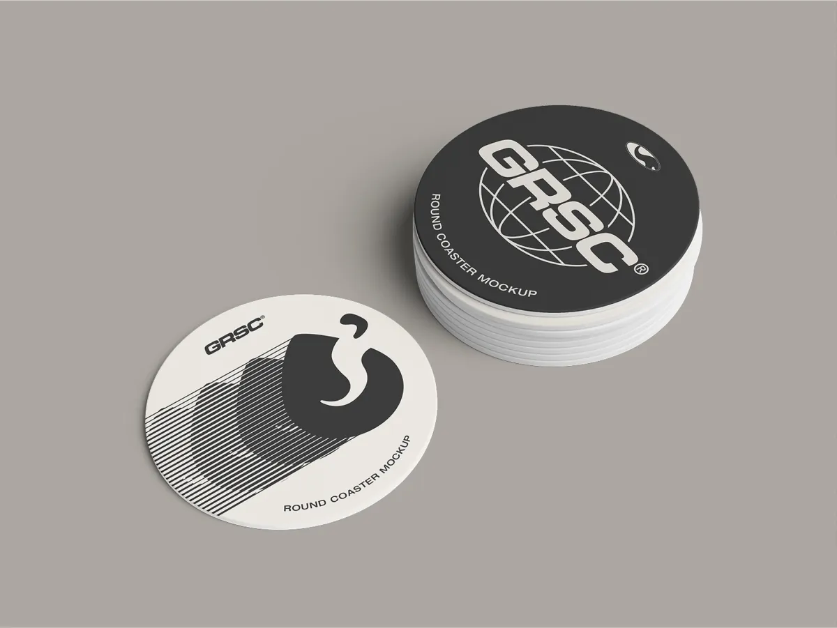 Round Coaster Mockup Isometric