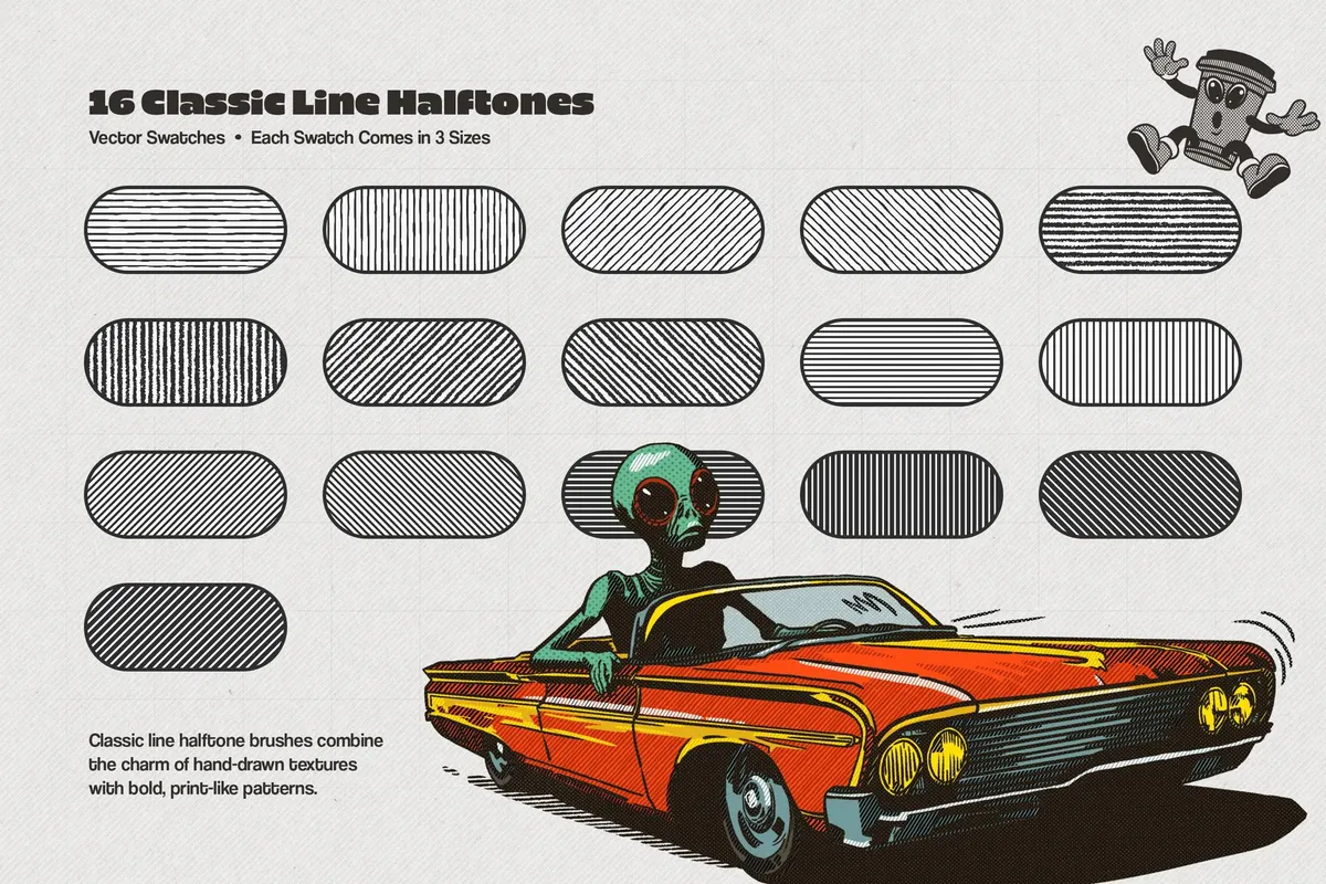 Retro Halftone Illustrator Brushes