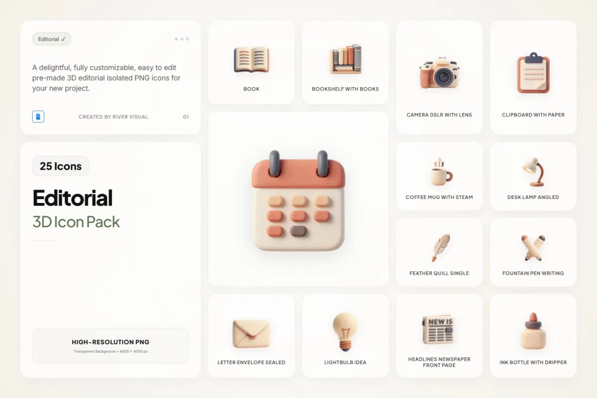 3D Editorial Icons