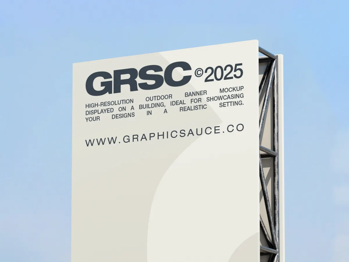 Outdoor Vertical Billboard Mockup Half Side View