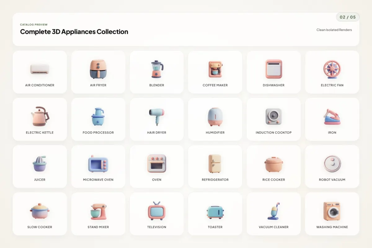 3D Home Appliance Icons