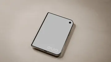Unfolded iPhone Duo on Travertine Mockup