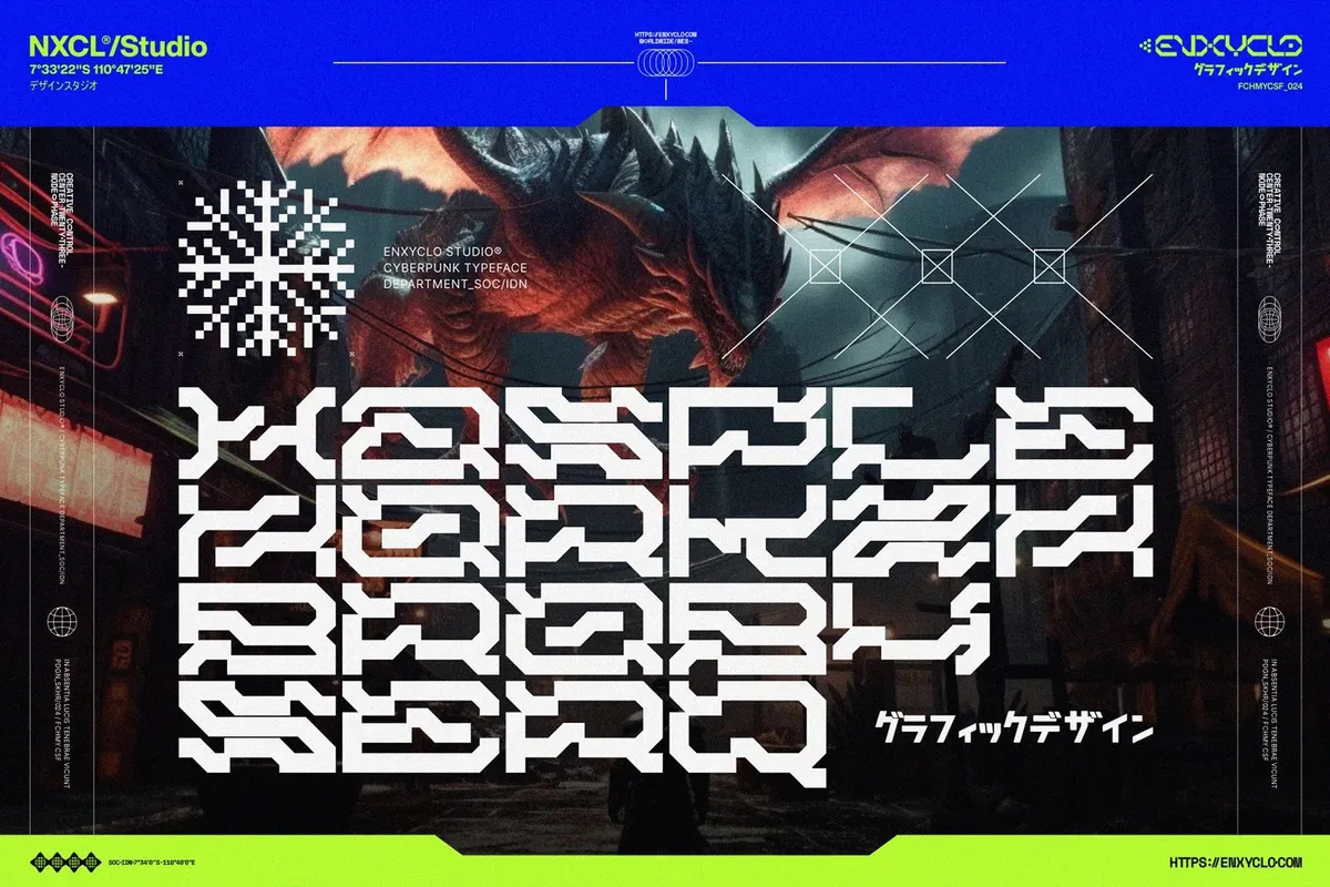 NCL Graxe Beosa - Cyberpunk Display Font Family