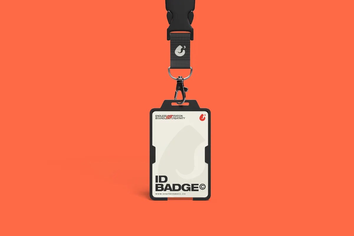 Lanyard ID Badge Mockup Front View