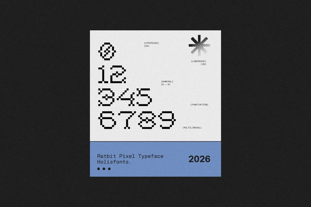 Ratbit - Pixel Display Font with Outline Style