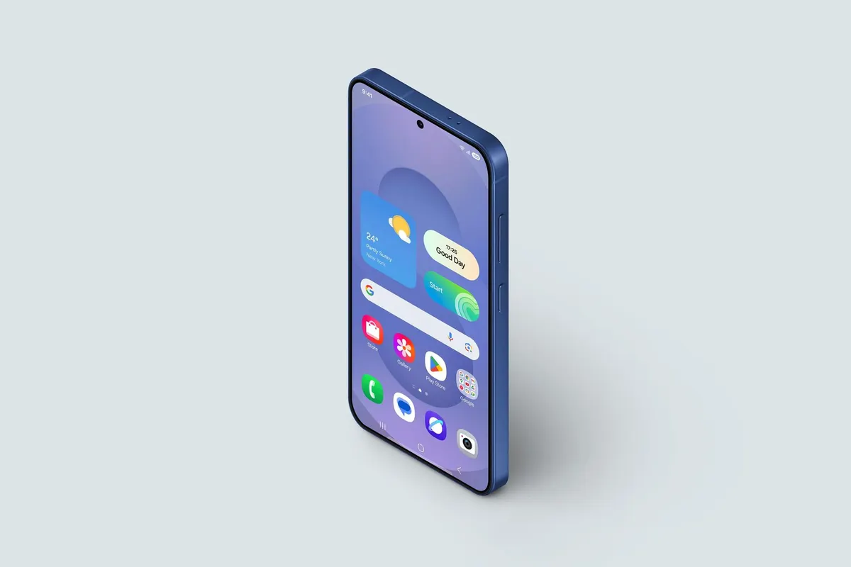 Isometric Samsung Galaxy S25 Mockup