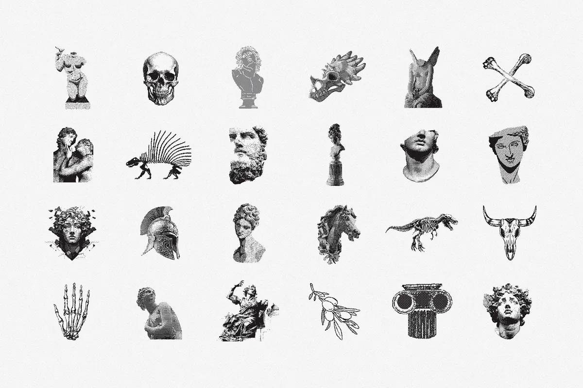 144 Dithering Bitmap Vector Shapes