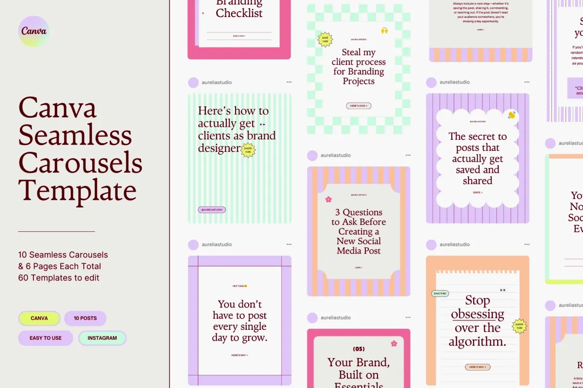 Pastel Stripe Seamless Carousels Template