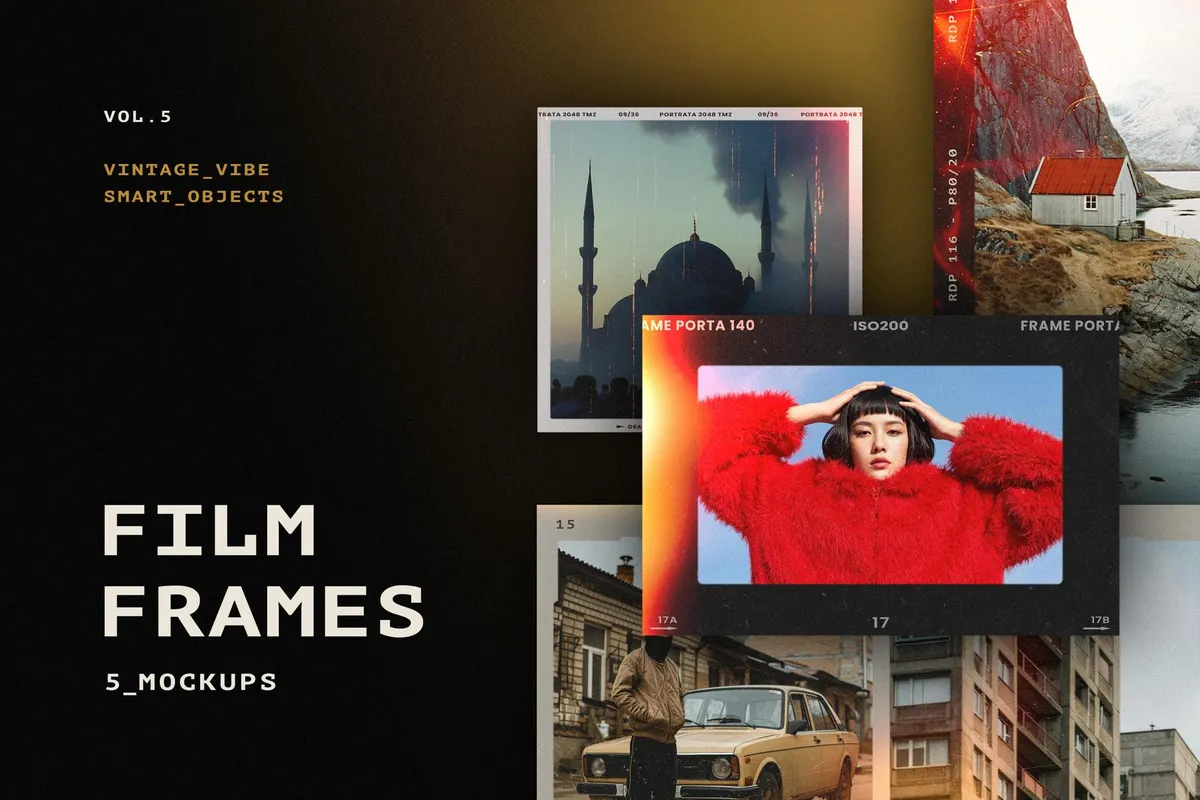 Retro Film Frames Mockups