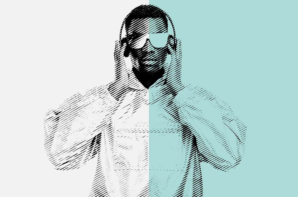 Halftone Lines & Stripes Photo Effect