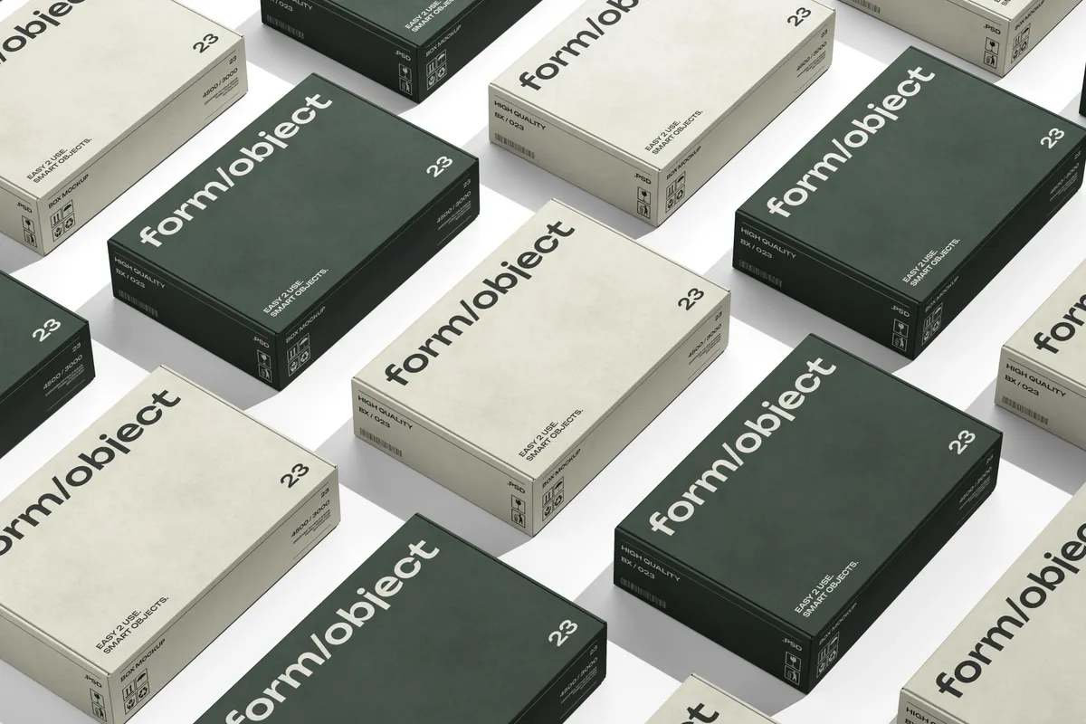 Wide Shoe Boxes Grid Mockup