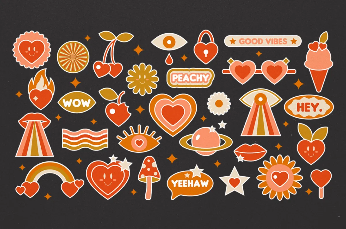 30 Groovy Love Sticker Pack