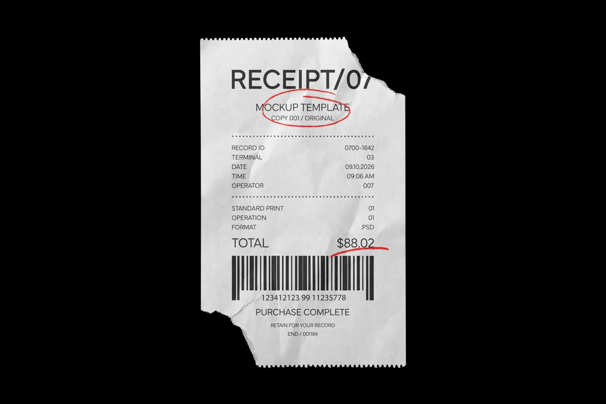12-in-1 Receipt Mockups Bundle