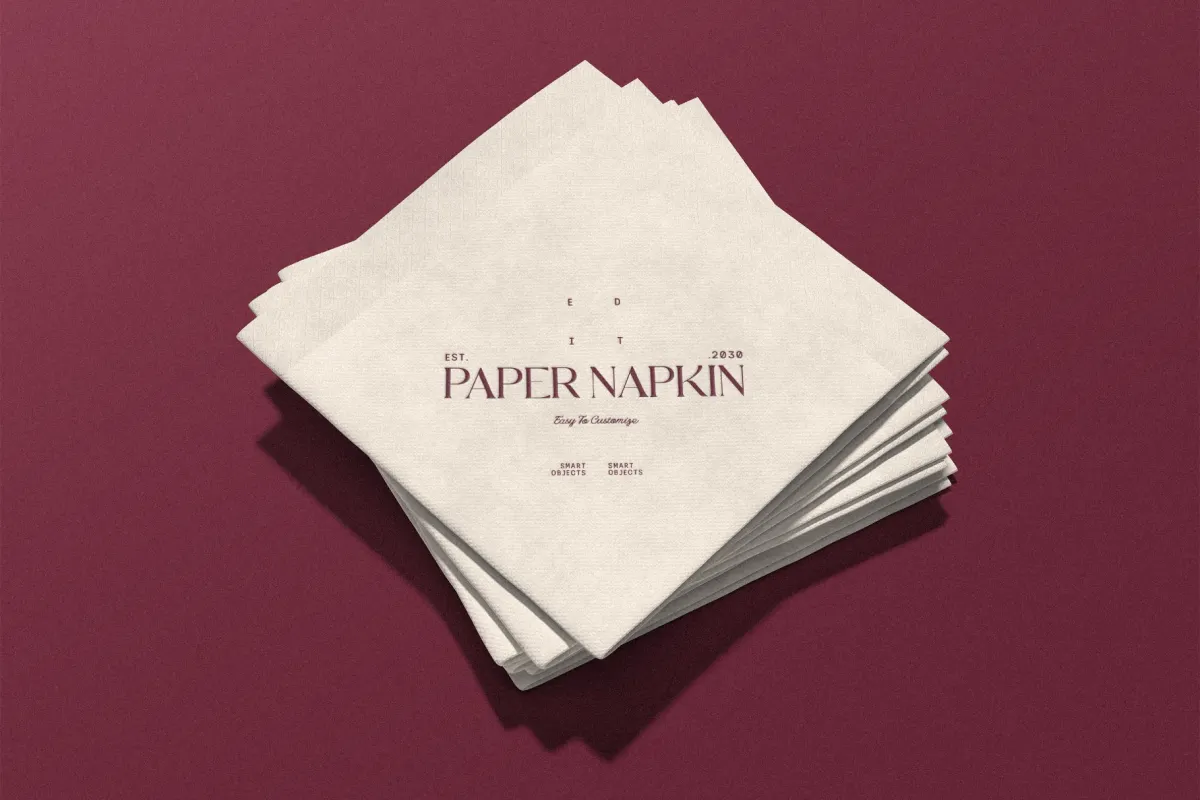 Square Paper Napkin Mockup