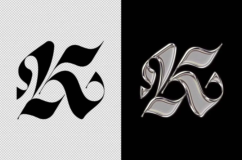 Original Chrome Metal Text Effect