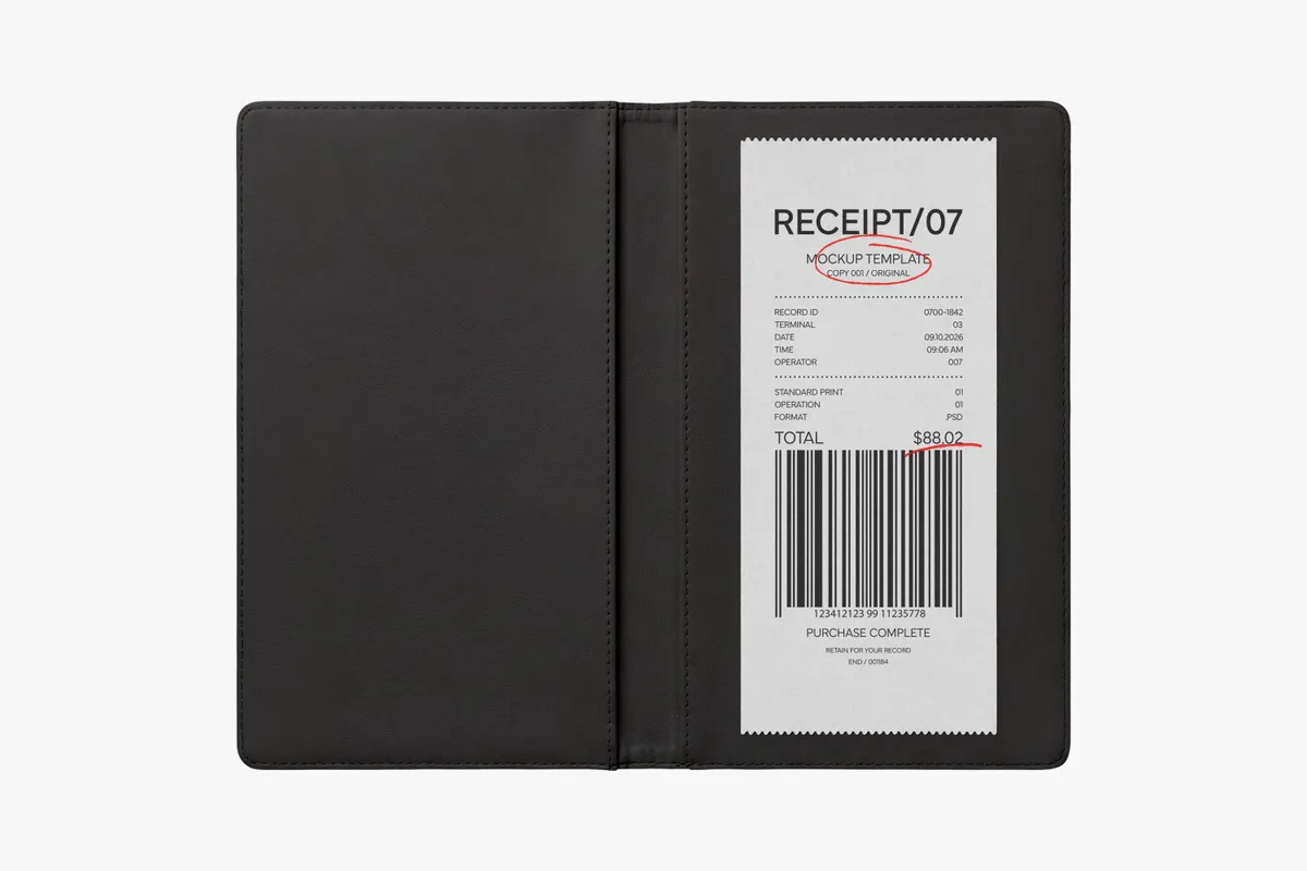 Receipt Mockup in Bill Holder