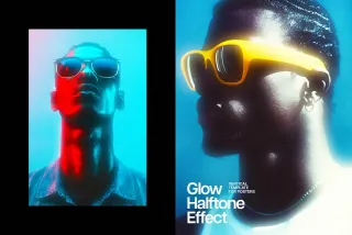Glow Halftone Poster Effect