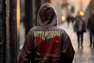 Back Print Hoodie Mockup in City Scene