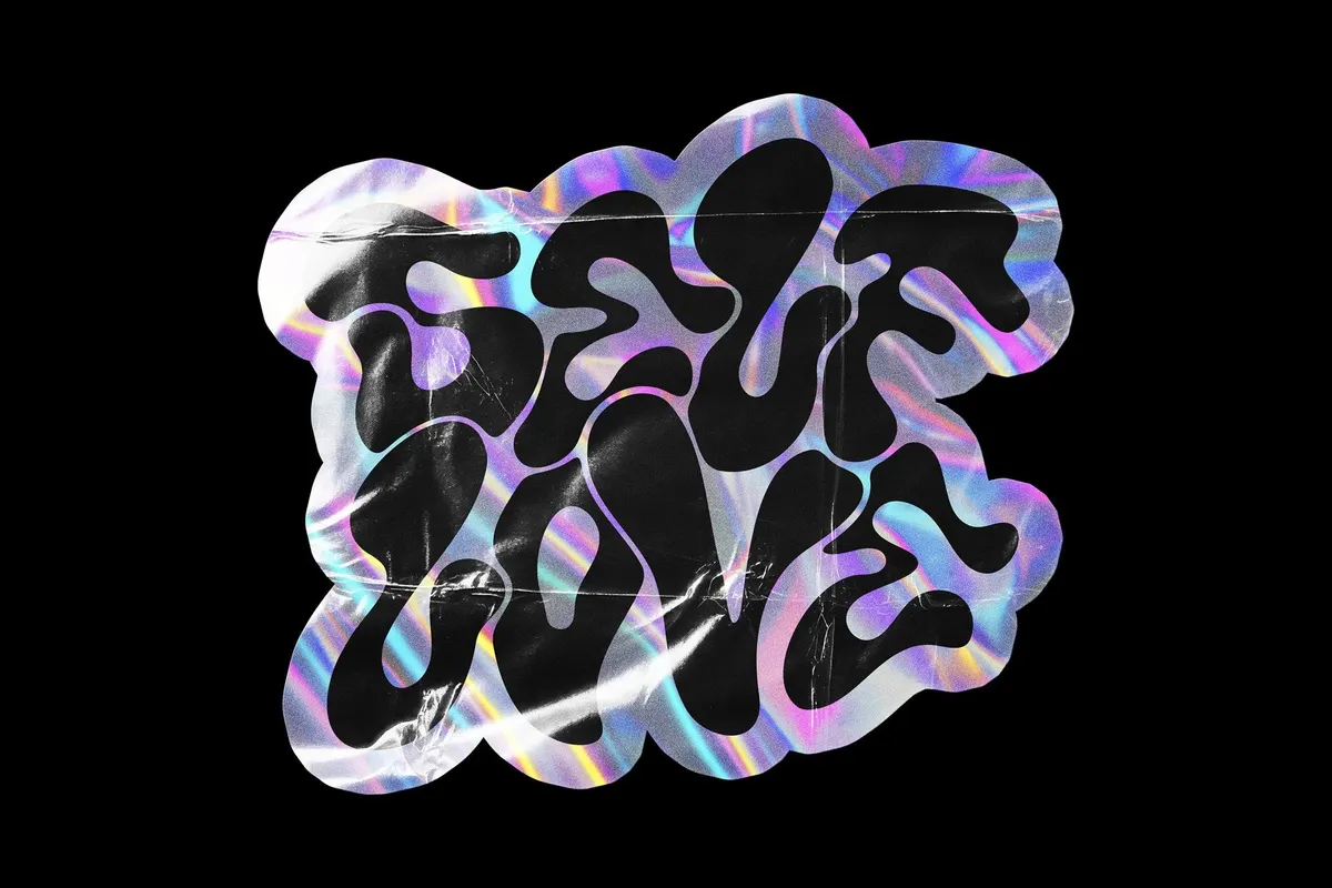 Holo Wrinkle Sticker Mockup