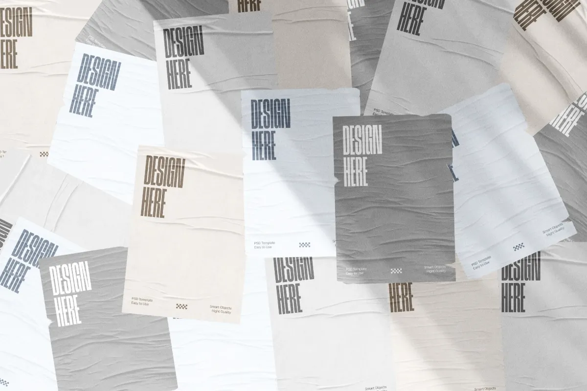 Collaged Poster Mockup with Motion Blur