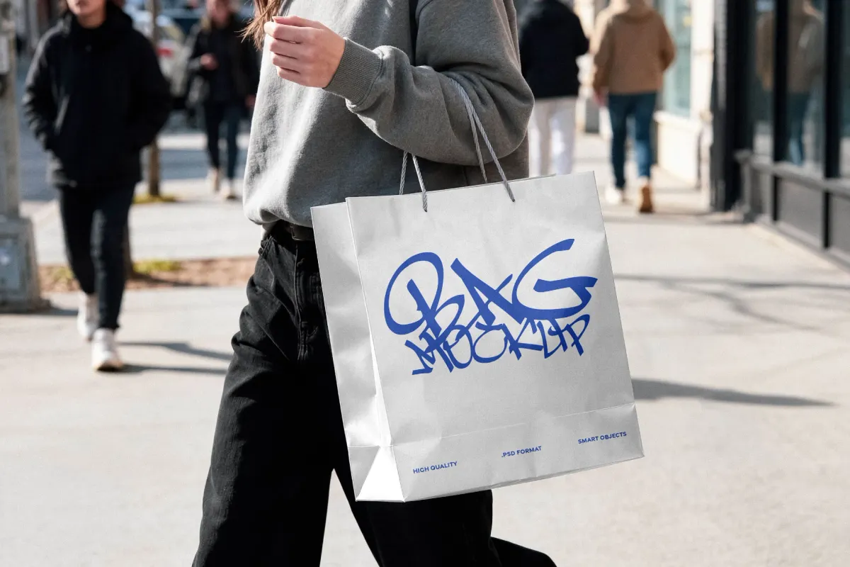 Retail Bag Mockup with Rope Handles