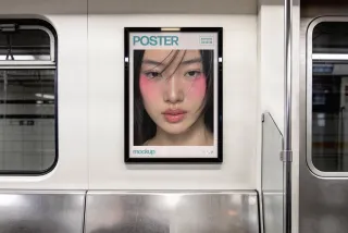Framed Train Poster Mockup