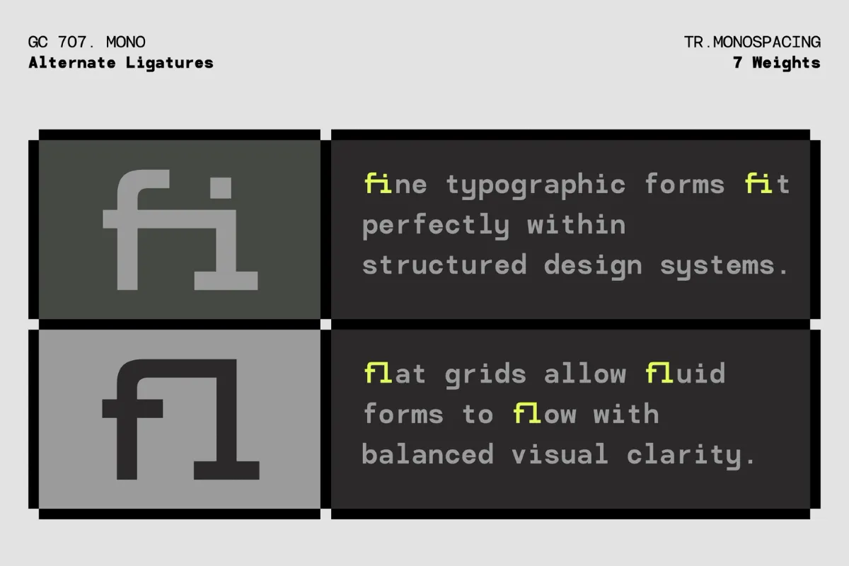 GC 707 Mono - Monospace Sans Serif Font Family