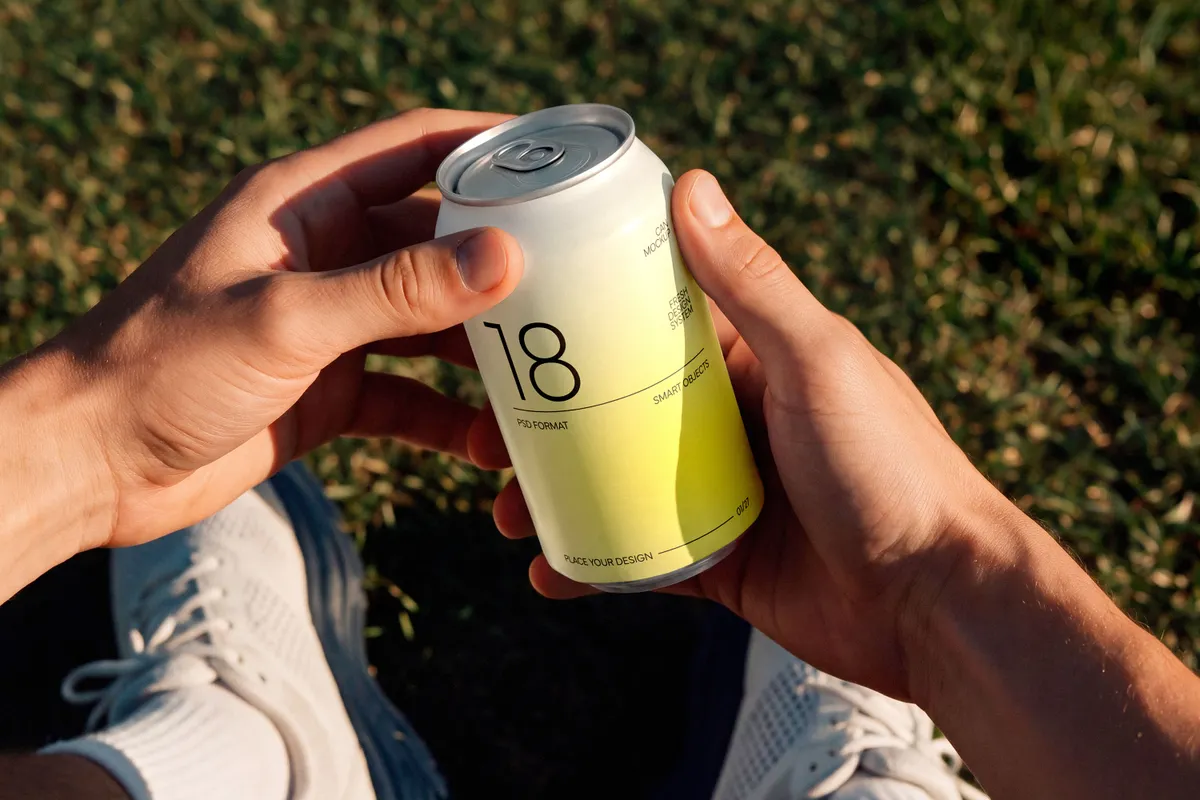 Outdoor Can Mockup in Hands