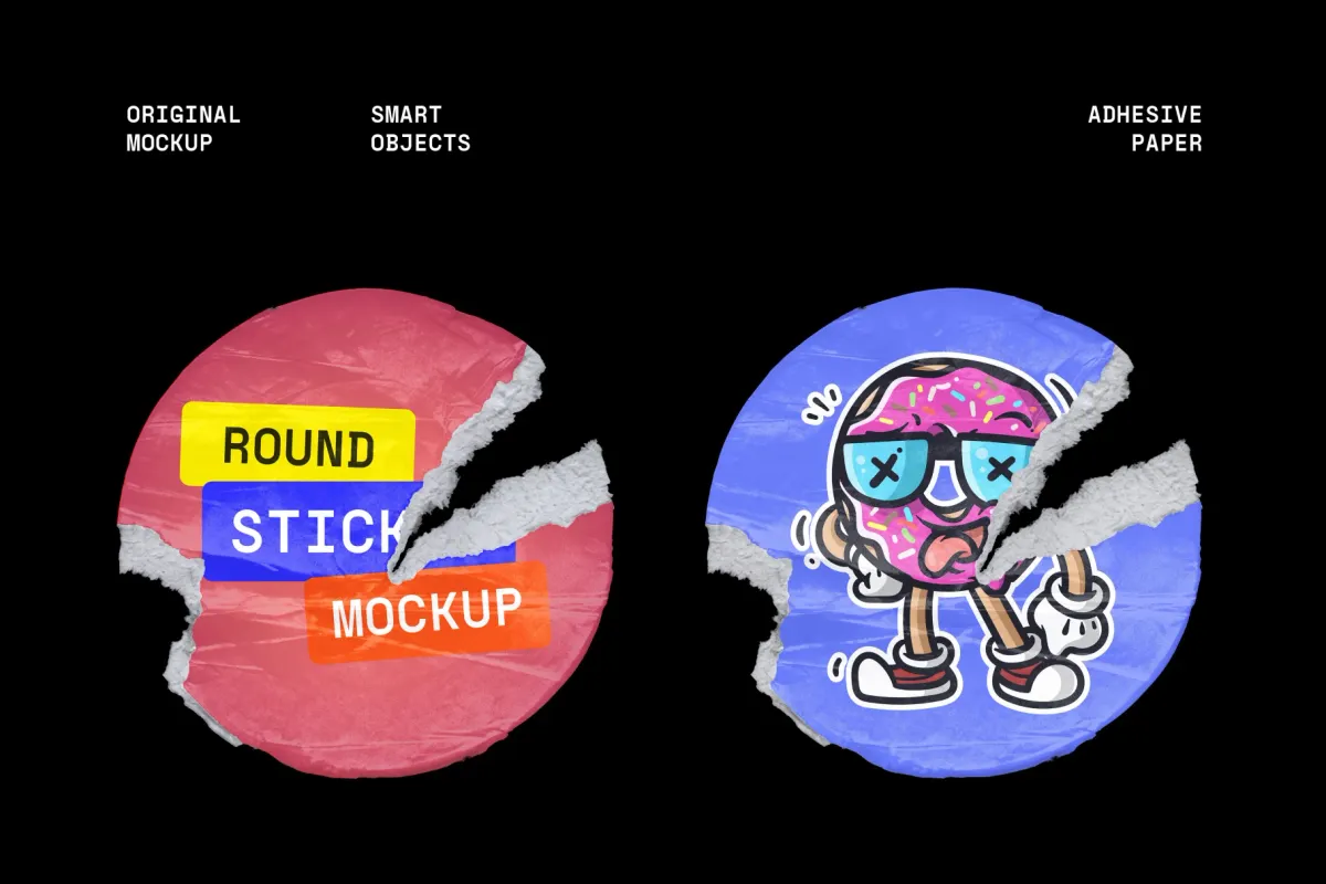 Ripped Round Sticker Mockup