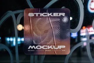 Vinyl Sticker Mockup on Glass