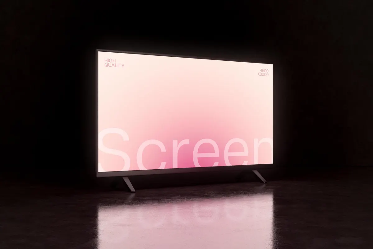 Glowing TV Screen Mockup