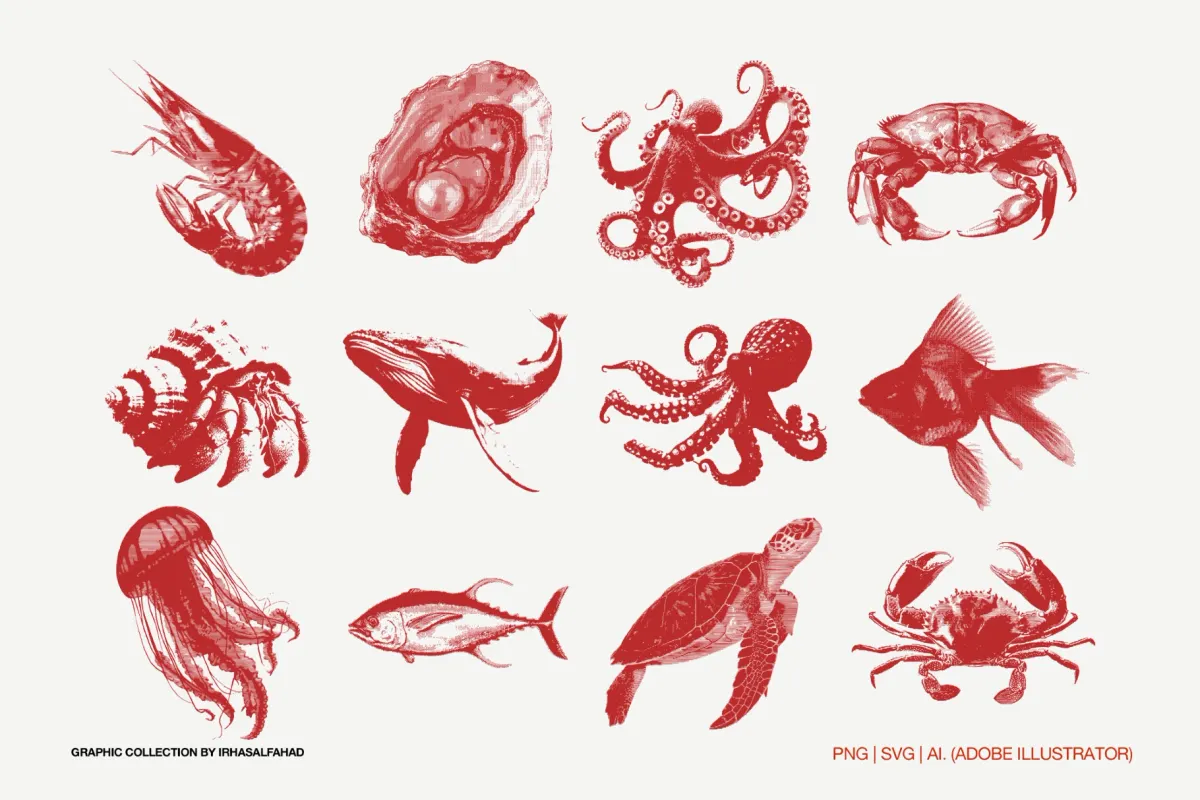 Aquatic Fauna Graphic Collection