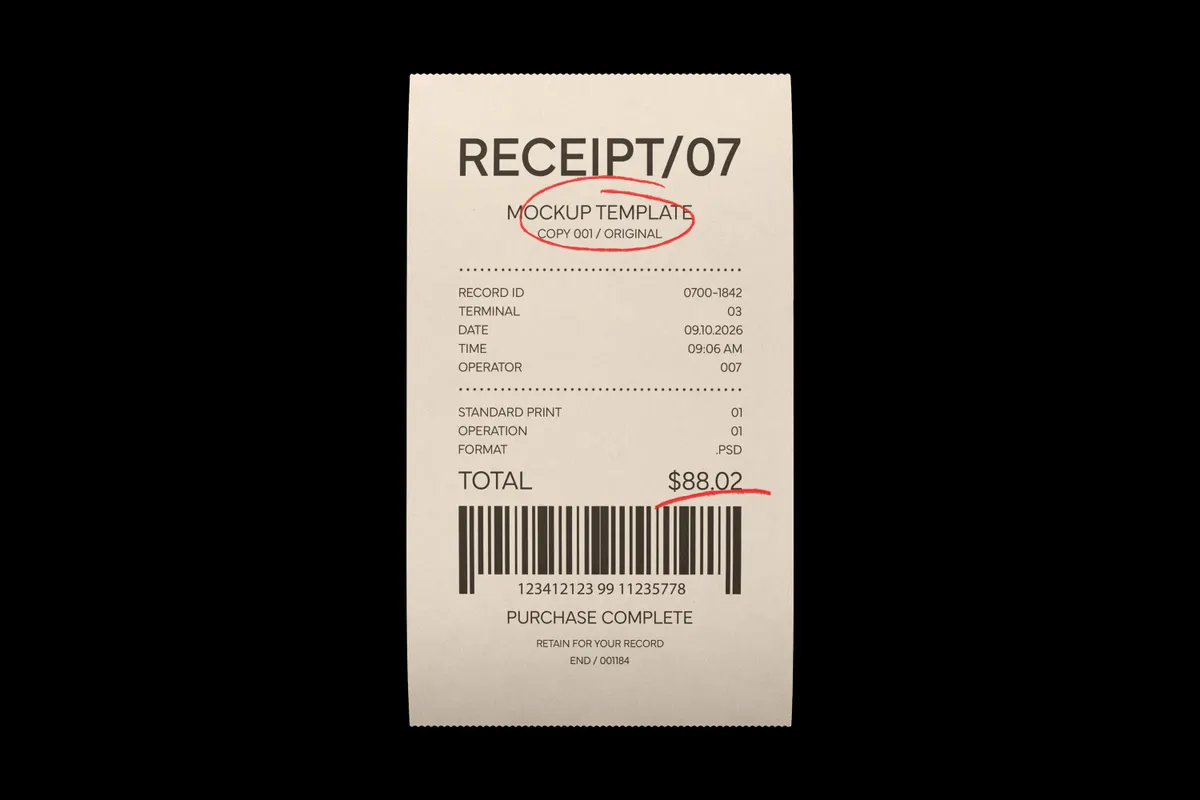 Long Till Receipt Mockup