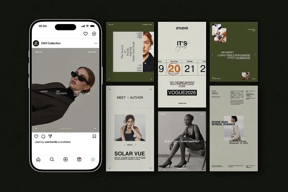 ZAVI Instagram Post & Story Templates for Canva Vol.1